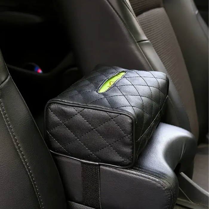 PUレザー製の車用ティッシュボックス - サンシェードまたはヘッドレストに取り付け