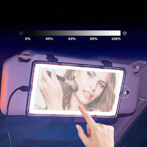 LED Speil for Solskjerm i Bil – Justerbar og Oppladbar Belysning