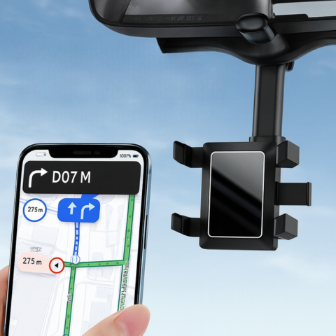 תמיכה טלפון רכב — התקנה על מראה צד וניתן להתאמה