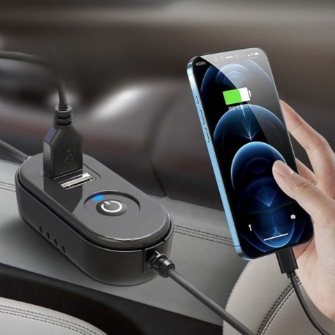 Dvojitá hlava automobilového ventilátora — Nabíjateľný a nastaviteľný