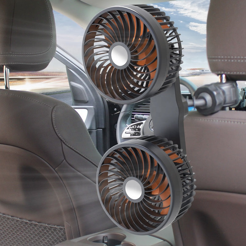 Dvojitá hlava automobilového ventilátora — Nabíjateľný a nastaviteľný