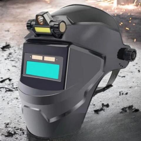 Automatiskt mörkande svetsmask med pannlampa 