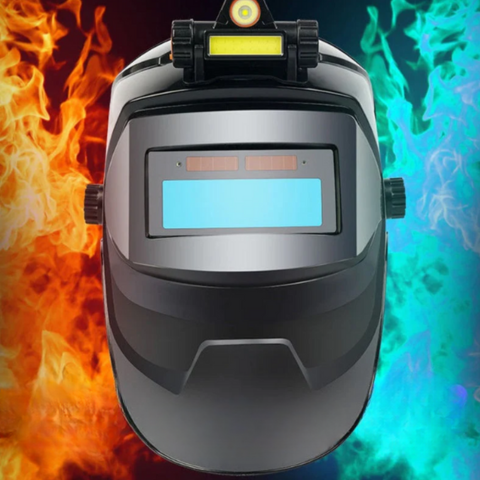 Automatiskt mörkande svetsmask med pannlampa 