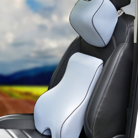 دعامة ميموري فوم لأسفل الظهر ووسادة مسند الرأس - مريحة ومريحة للظهر