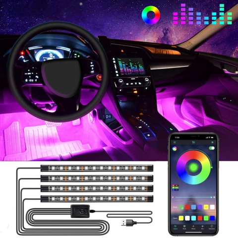 車の雰囲気LEDキット – 音に反応する多色ライト 