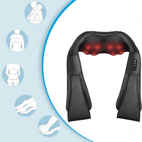 מכשיר עיסוי מחמם — הרפיה לצוואר, גב וכתפיים 