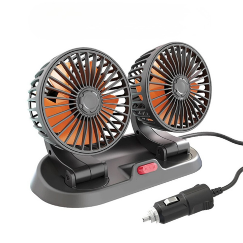 Dvouhlavý automatický ventilátor - napájení z USB nebo zapalovače doutníků