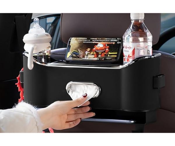 Baksätesorganisatör med krokar och förvaringslåda - optimerat utrymme och städad bil